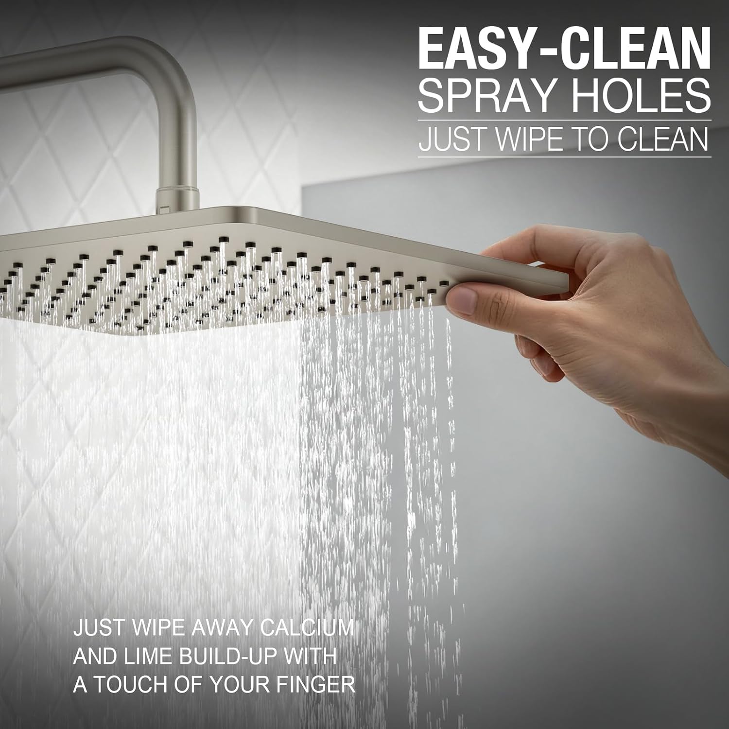 Lava Odoro 12-inch Modern Square Shower Faucet Set Brushed Nickel, Shower Trim Kit with Rough-in Valve High Pressure Rainfall Shower Head and Handle Set (Valve Included), SF106-BN