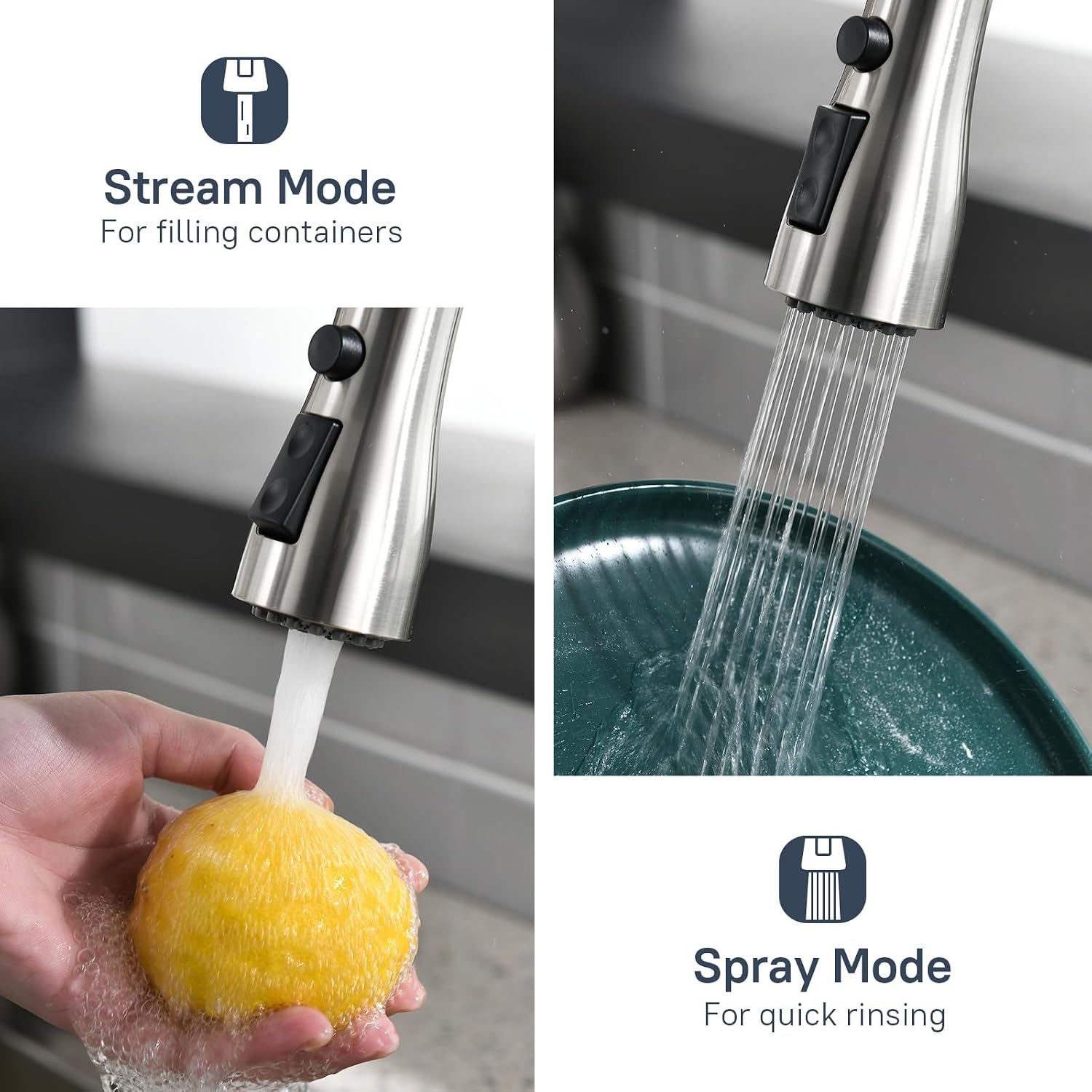 Arofa Touchless Bathroom Faucets, Kitchen Faucet with Pull Down Sprayer, Single Handle Smart Motion Sensor Kitchen Sink Faucet, Stainless Steel Faucet for Kitchen Sink, Brushed Nickel