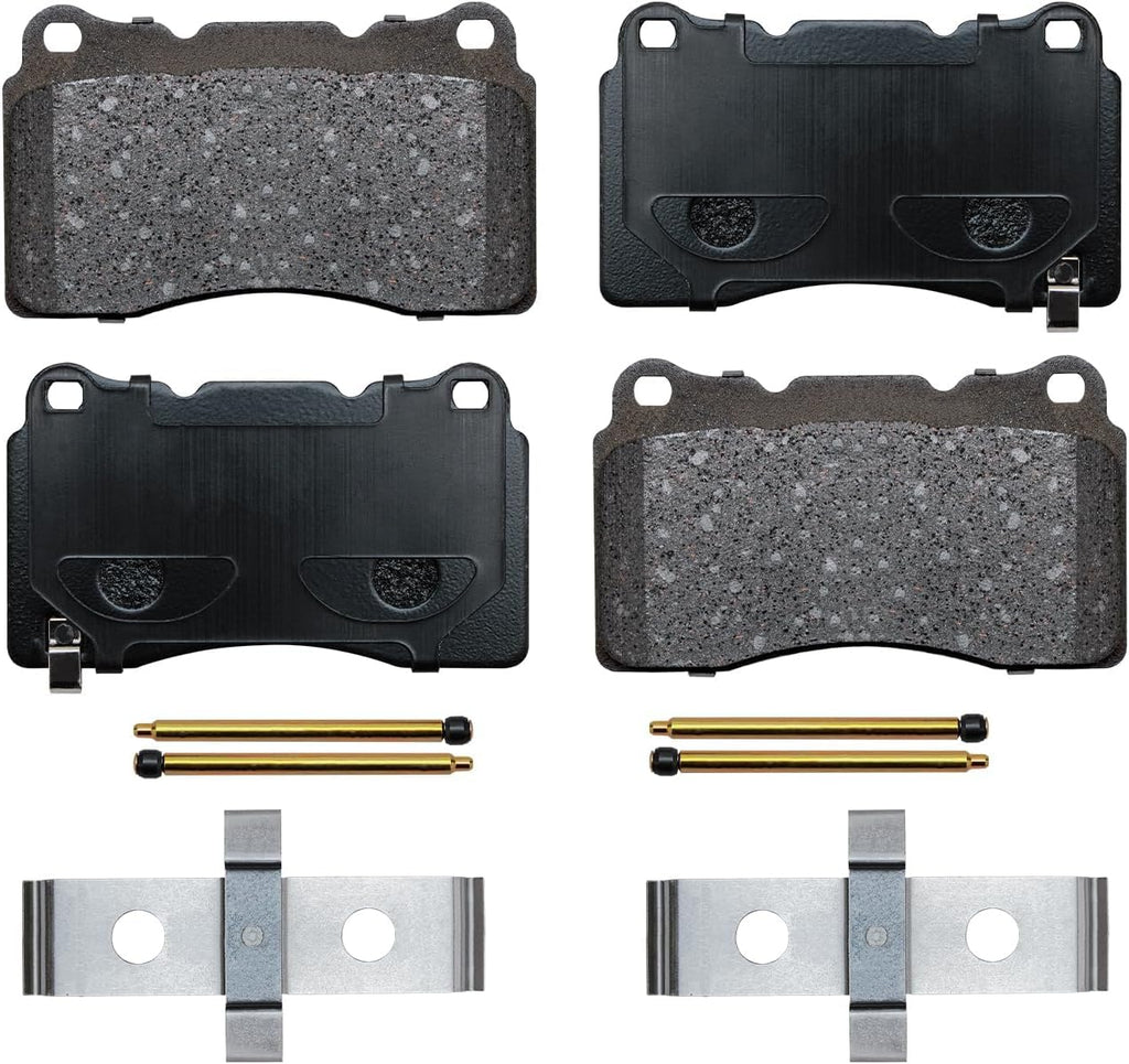 Detroit Axle - Front Brake Kit for 2012-2019 Tesla Model S, 2016-2019 Tesla Model X, Disc Brake Rotors Ceramic Brakes Pads with Hardware Replacement: 13.98' inch Rotors