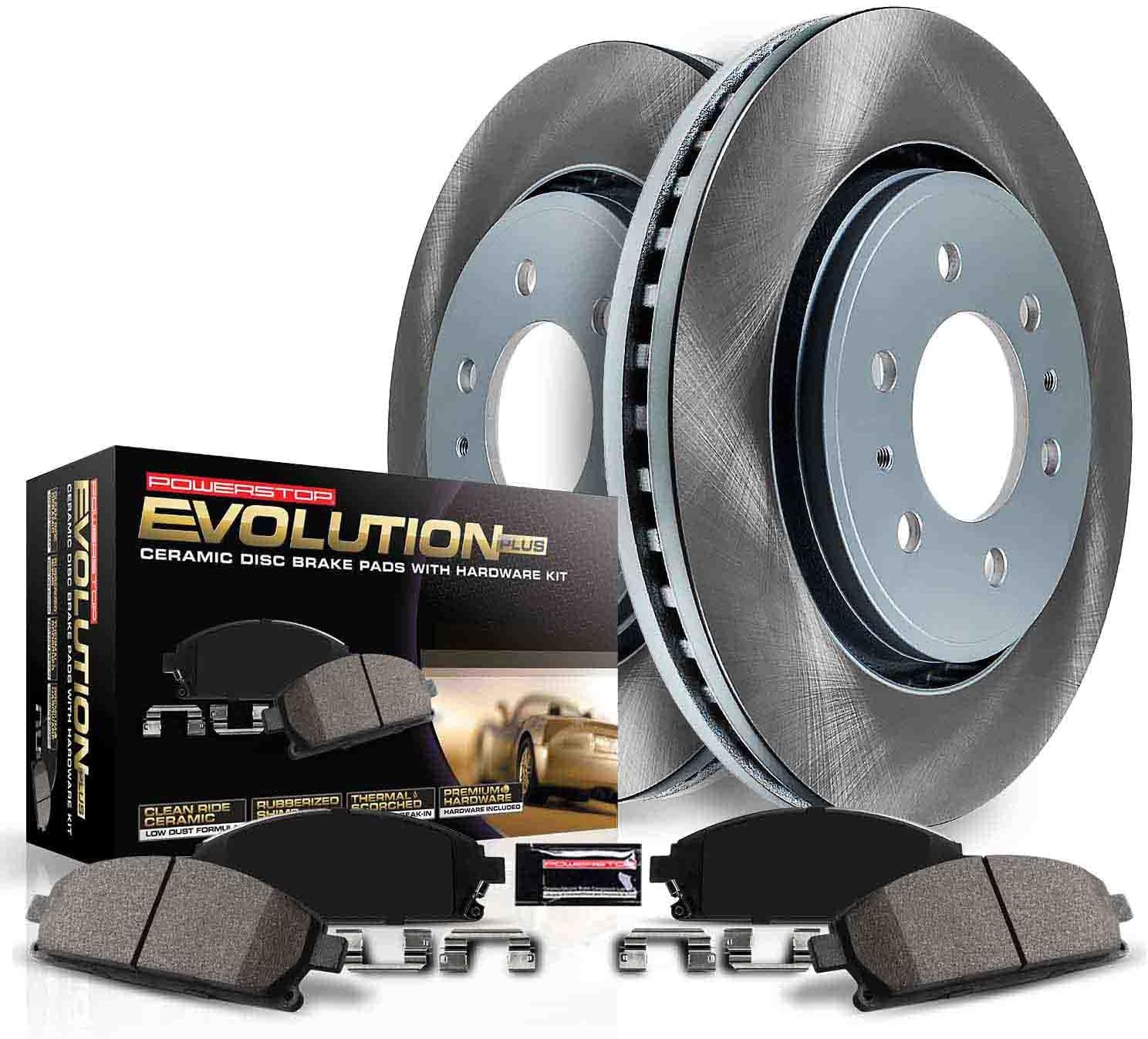 PowerStop Rear Brake Kit for Cadillac Escalade 2021-24 |Escalade ESV 2021-24 |Chevrolet Silverado 1500 2019-24 |Silverado 1500 LTD 2022 - Ceramic Brake Pads + Semi Coated Rotors Replacement, SC8173