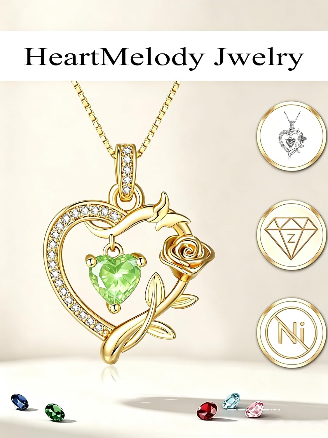 HeartMelody Heart Necklaces for Women Gold,14k 18K White Gold Plated Dainty Rose Butterfly Necklace with Garnet Birthstone Pendant Necklace Everyday Jewelry Birthday Christmas Gifts for Women Mom Her