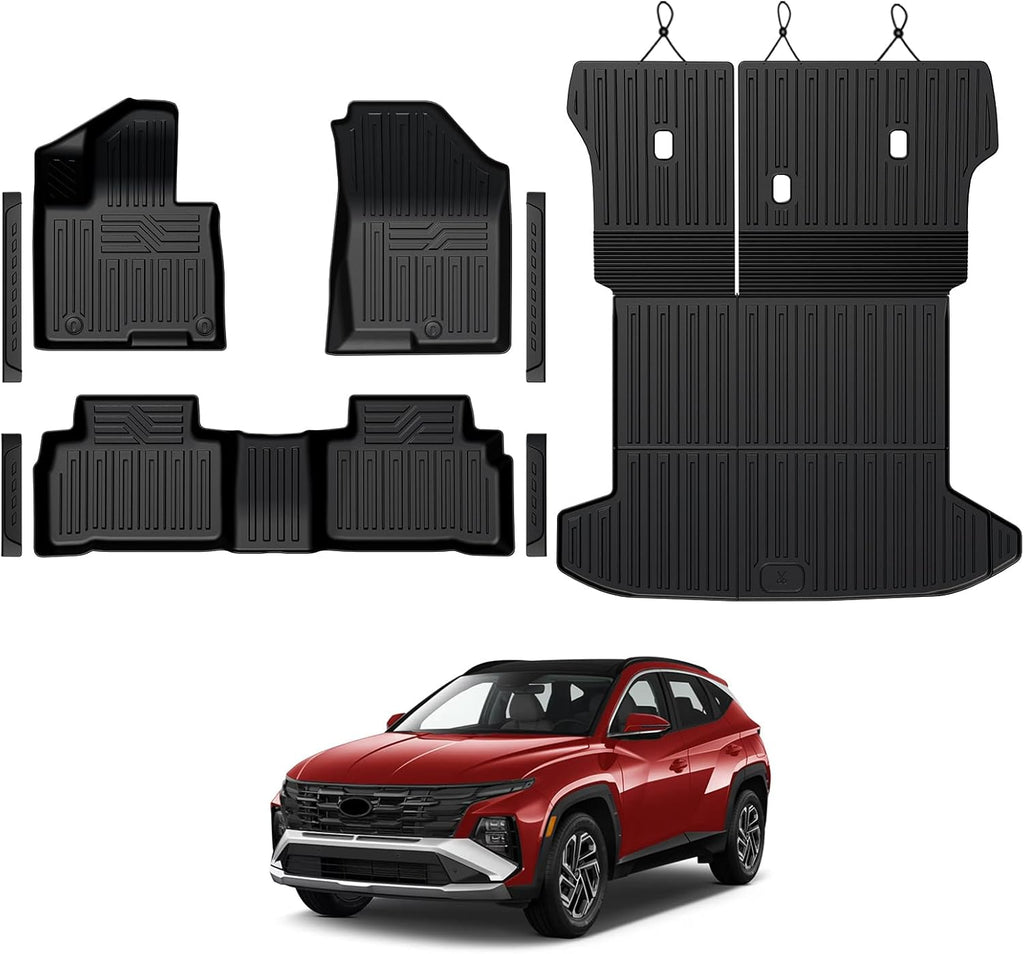 Floor Mats for Hyundai Tucson Hybrid 2022-2026, All Weather Floor Mats Trunk Cargo Liner with Backrest Protectors Accessories, Full Coverage Set (Not fit PHEV)
