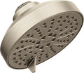 Moen Brushed Nickel Six-Function 4-1/2' Diameter Spray Head Eco-Performance Showerhead, 6512EP15BN