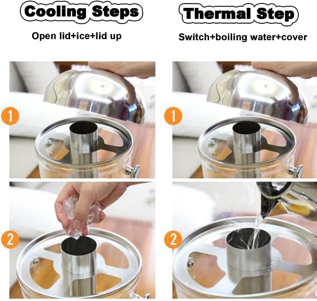 Cold Drink Machine, Stainless Steel Juice Dispensers, Glass Beverage Dispensers Machine with Faucet, for Hot Or Cold Drinks (Color : Gold, Size : Three Head)