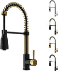 VIGO Brant 19'' H Single Handle Pull-Down Sprayer Kitchen Faucet in Matte Brushed Gold and Matte Black-VG02003MGMB