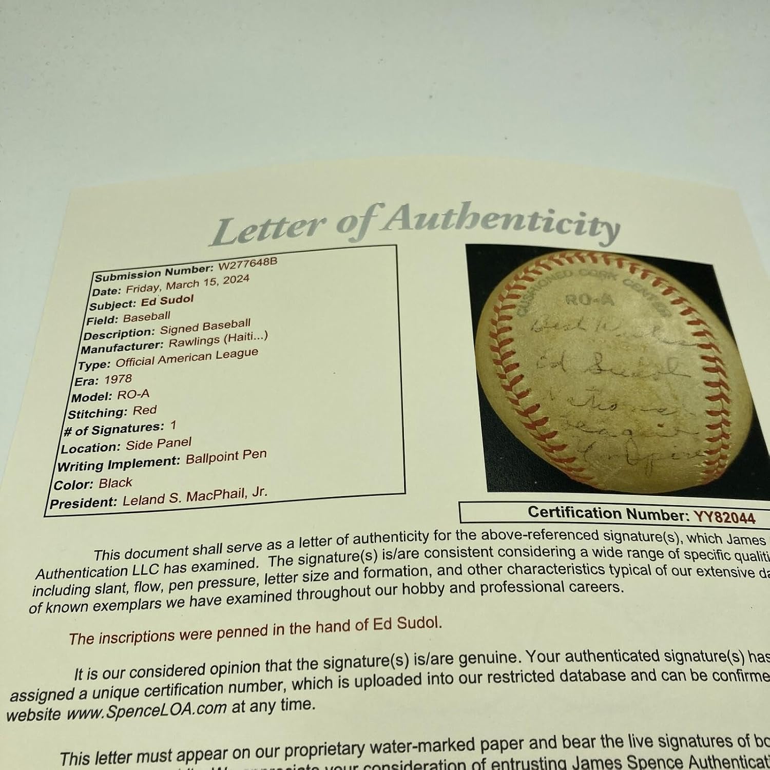 1977 World Series Signed Game Used Baseball New York Yankees VS Dodgers JSA COA - MLB Autographed Game Used Baseballs