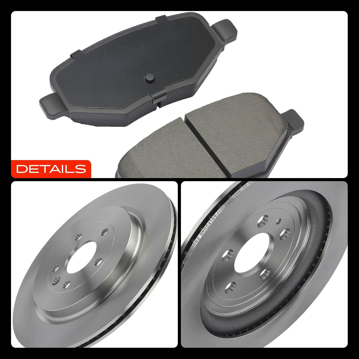 A-Premium 13.58 inch (345mm) Rear Vented Disc Brake Rotors + Ceramic Pads kit Compatible with Select Lincoln and Ford Models - MKS 2013-2016, MKT, Explorer/Flex 2015-2019, 6-PC Set
