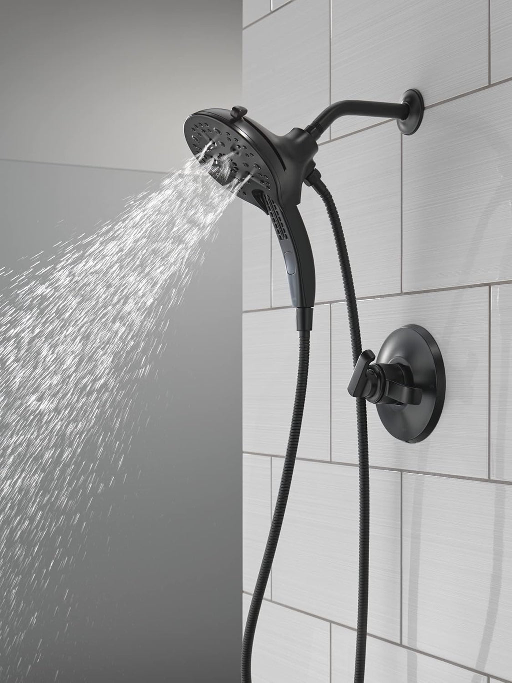 Delta Tetra 17 Series Matte Black Dual-Function Shower Faucet Set with In2ition 2-in-1 Dual Shower Head with HandHeld Spray Combo, Valve Trim Kit, Matte Black T17289-BL (Valve Not Included)