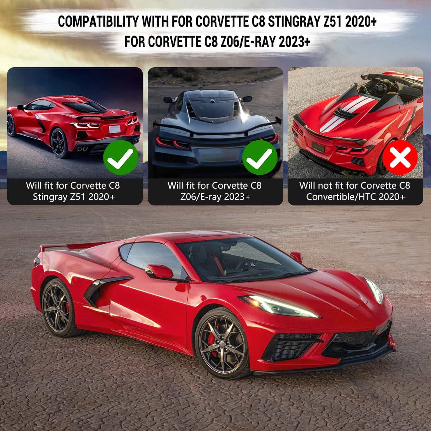 2Pcs Rear Quarter Intake Ports,Carbon Fiber Pattern Rear Hatch D-Pillar Window Louver Trim Panels Air‑Vent Garnish Covers for Corvette C8 Stingray Z51 2020+,for C8 Z06 2023+/E-Ray 2024+