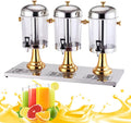 Cold and Hot Beverage Dispenser with Ice Container, Commercial 6.6 Gallon Stainless Steel Drink Dispensers Machine with Faucet for Hot Tea & Coffee, Cold Milk, Water, Juice,Gold