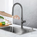 Modern Induction Brass Kitchen Faucet- Single Handle Flexible Control Cold and Hot Water 2 Function Sink Tap(Matte Black)