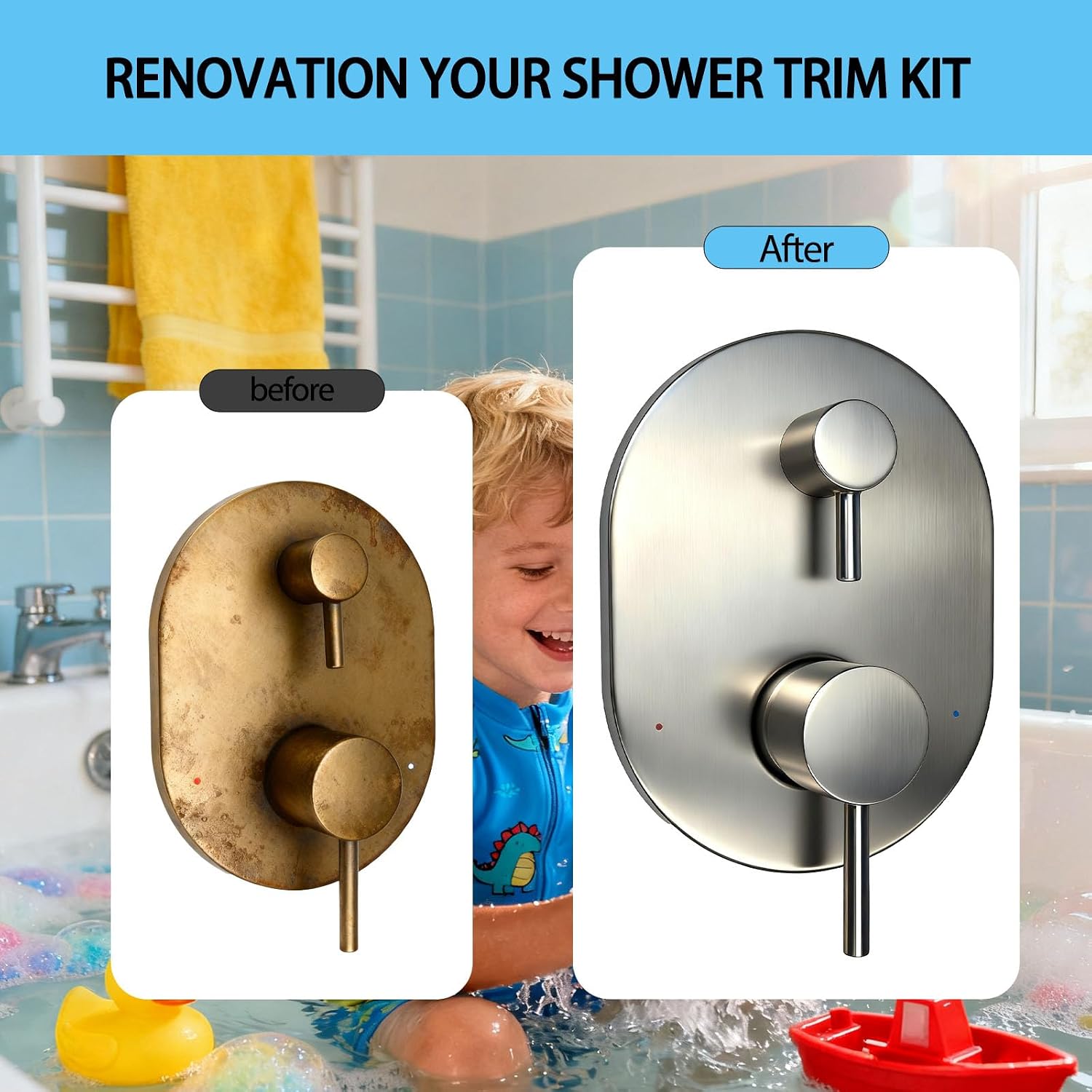 UT3290BN Brushed Nickel Shower Trim Kit for Moen Align M-CORE 3-Series 2-Handle Shower Faucet Trim, Shower Handle Trim Includes 1213 Cartridge for Moen U232CIS M-CORE Mixing Valve, Valve Required