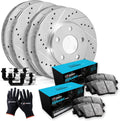 R1 Concepts Front and Rear Brake Kit Fits 2015-2021 Mercedes-Benz C300| Ceramic Pads, Drilled Slotted Rotors| Hardware, Sensor Wire| 13.0' Front & 11.8' Rear
