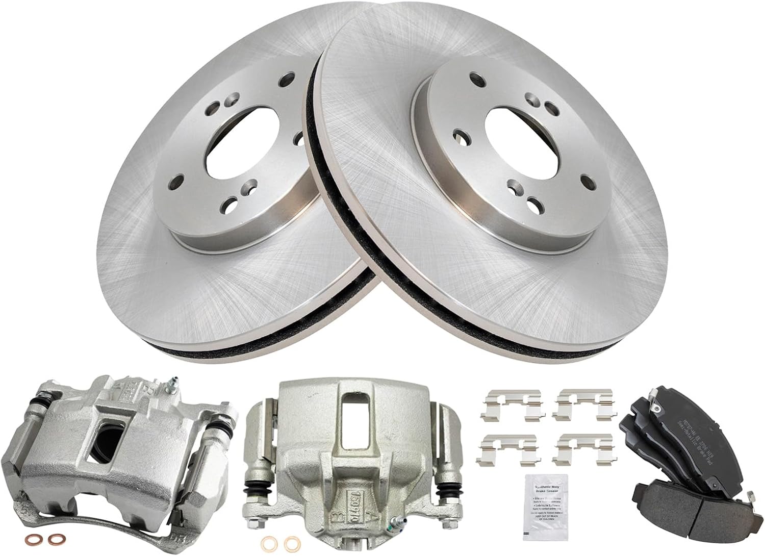 TRQ Front Brake Pad and Rotor Set Semi Metallic Rotors Calipers Compatible with 2003-2007 Honda Accord