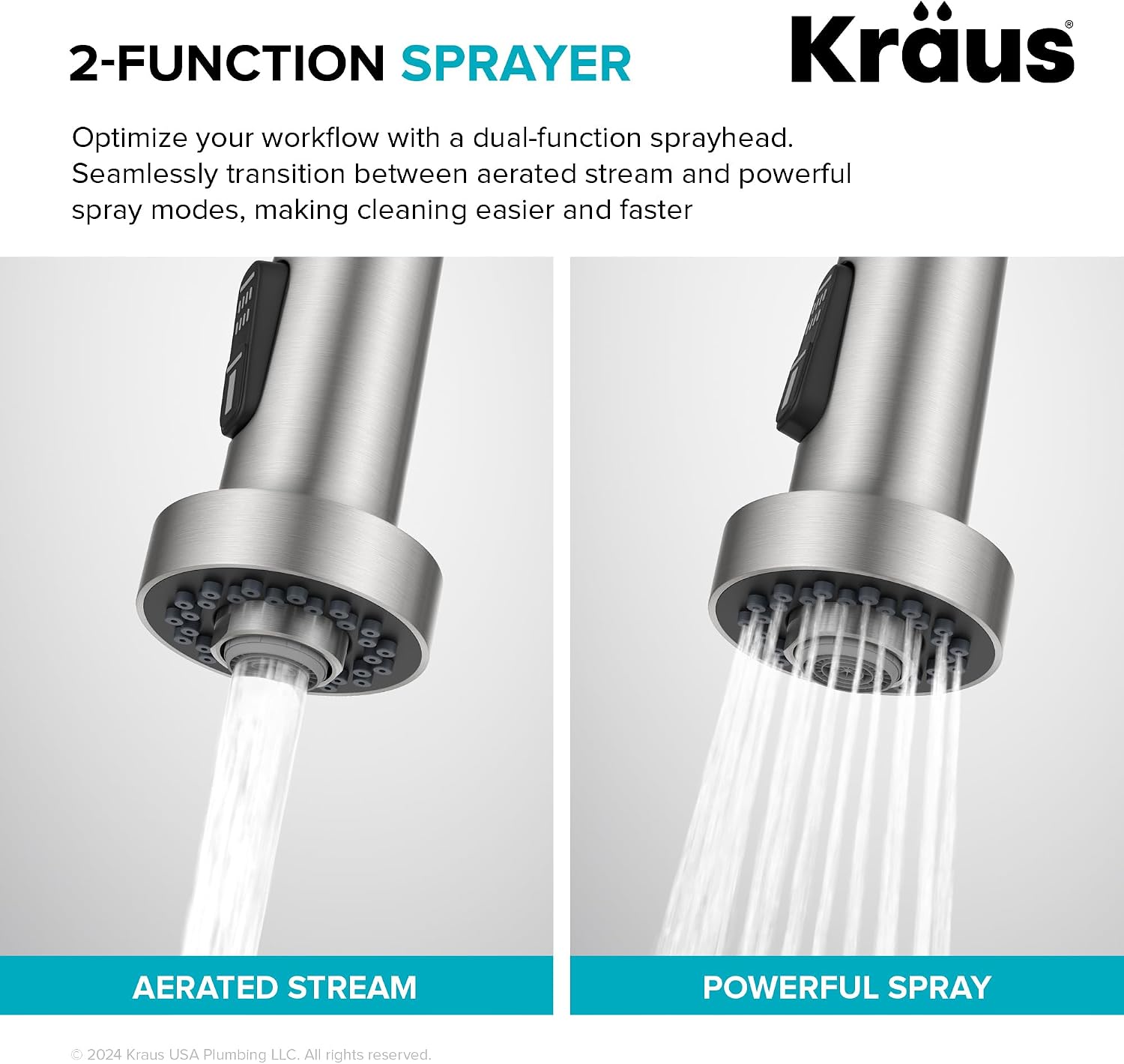 KRAUS Bolden Commercial Style 2-Function Single Handle Pull Down Kitchen Faucet in Chrome, KPF-1610CH (Pack of 1)