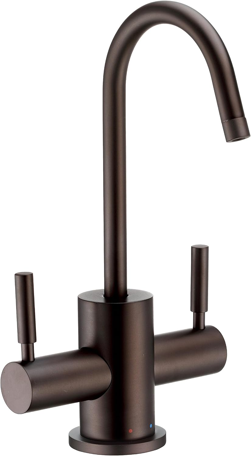 Whitehaus Collection WHFH-HC1010-ORB Point of Use Instant Hot/Cold Water Faucet with Contemporary Spout and Self Closing Hot Water Handle, Oil-Rubbed Bronze