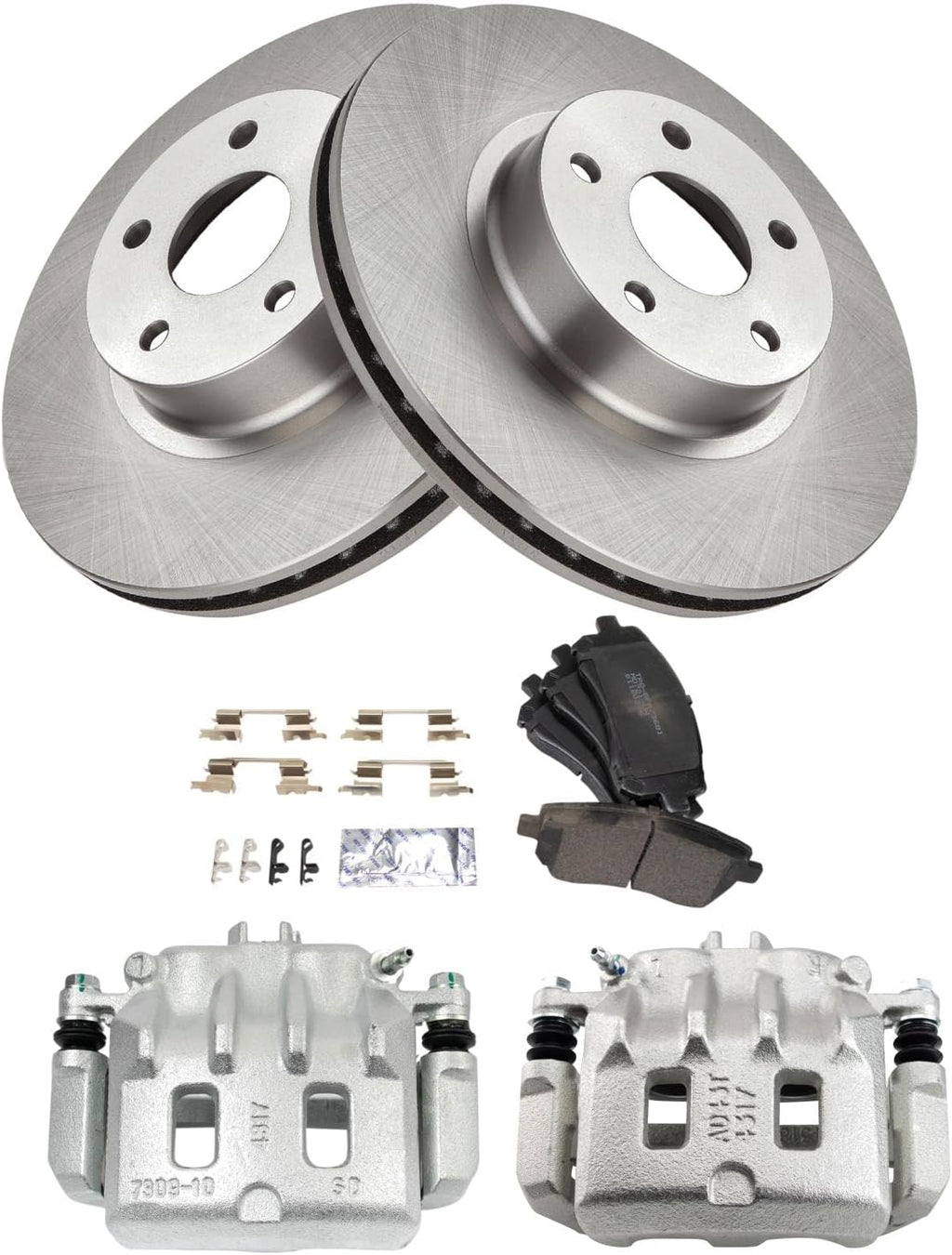TRQ Front Brake Pad and Rotor Set Semi Metallic Vented Rotors Calipers Compatible with 2000 Subaru Outback