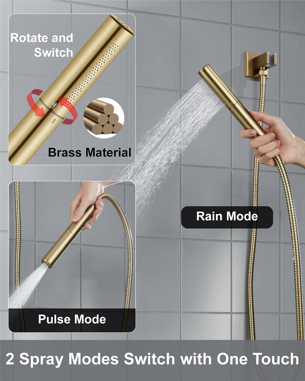 Aolemi Ceiling Mount Shower Faucet Set,Shower System Rain Showerhead and Handheld Spray Combo High-Pressure Showerheads Set with Valve and Trim Kit Rough-in Valve,12 Inch Brushed Gold