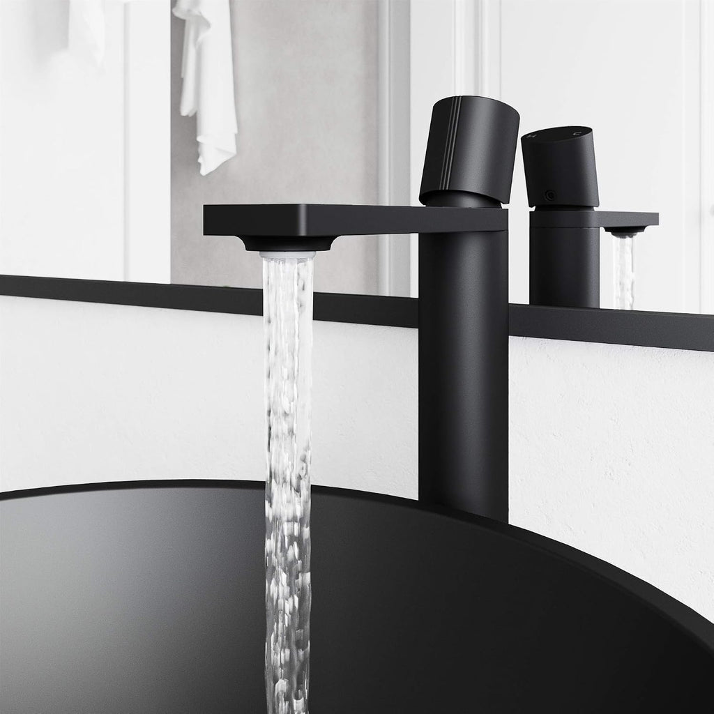 VIGO Gotham Single-Handle Single-Hole Mount Vessel Bathroom Sink Faucet, 12-Inch, Matte Black, Modern Design, Solid Brass, 1.2 GPM WaterSense & Ceramic Disc Valve, Corrosion-Resistant