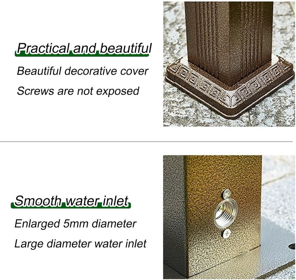 Garden Water Column Outdoor Post Faucet Vertical Square Decorative Water Feature Fountain Water Dispenser Hydrant Durable and Decorative Fixture