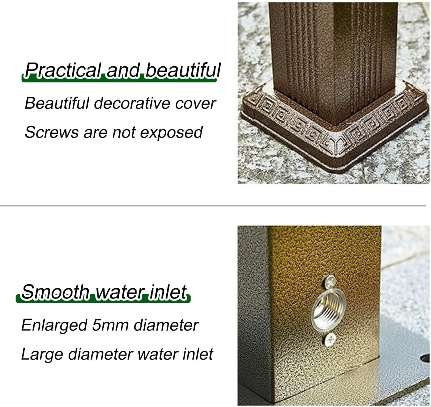 Garden Water Column Outdoor Post Faucet Vertical Square Decorative Water Feature Fountain Water Dispenser Hydrant Durable and Decorative Fixture
