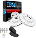 TRQ Performance Front Brake Pad and Rotor Set Ceramic Coated Drilled Slotted Vented Rotors Compatible with 2010-2012 Lexus HS250h 2008-2015 Scion xB 2012-2017 Toyota Prius V 2006-2018 Toyota RAV4