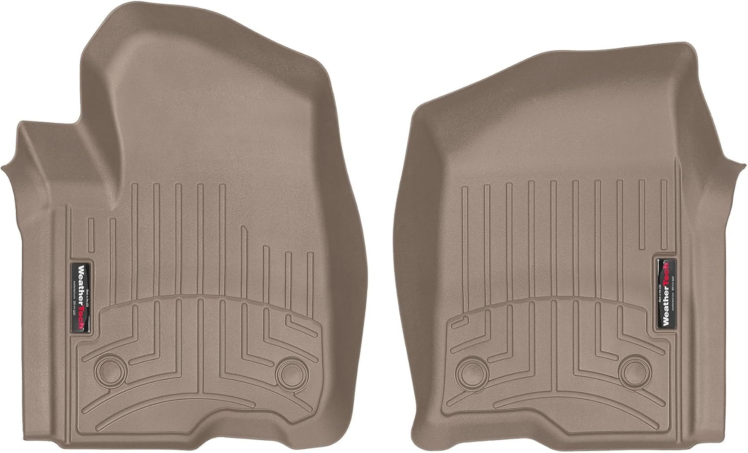 WeatherTech Custom Fit FloorLiners for GMC Sierra 1500, Silverado 2500HD/3500HD, Silverado 2500HD/3500HD - 1st Row (4514361), Tan