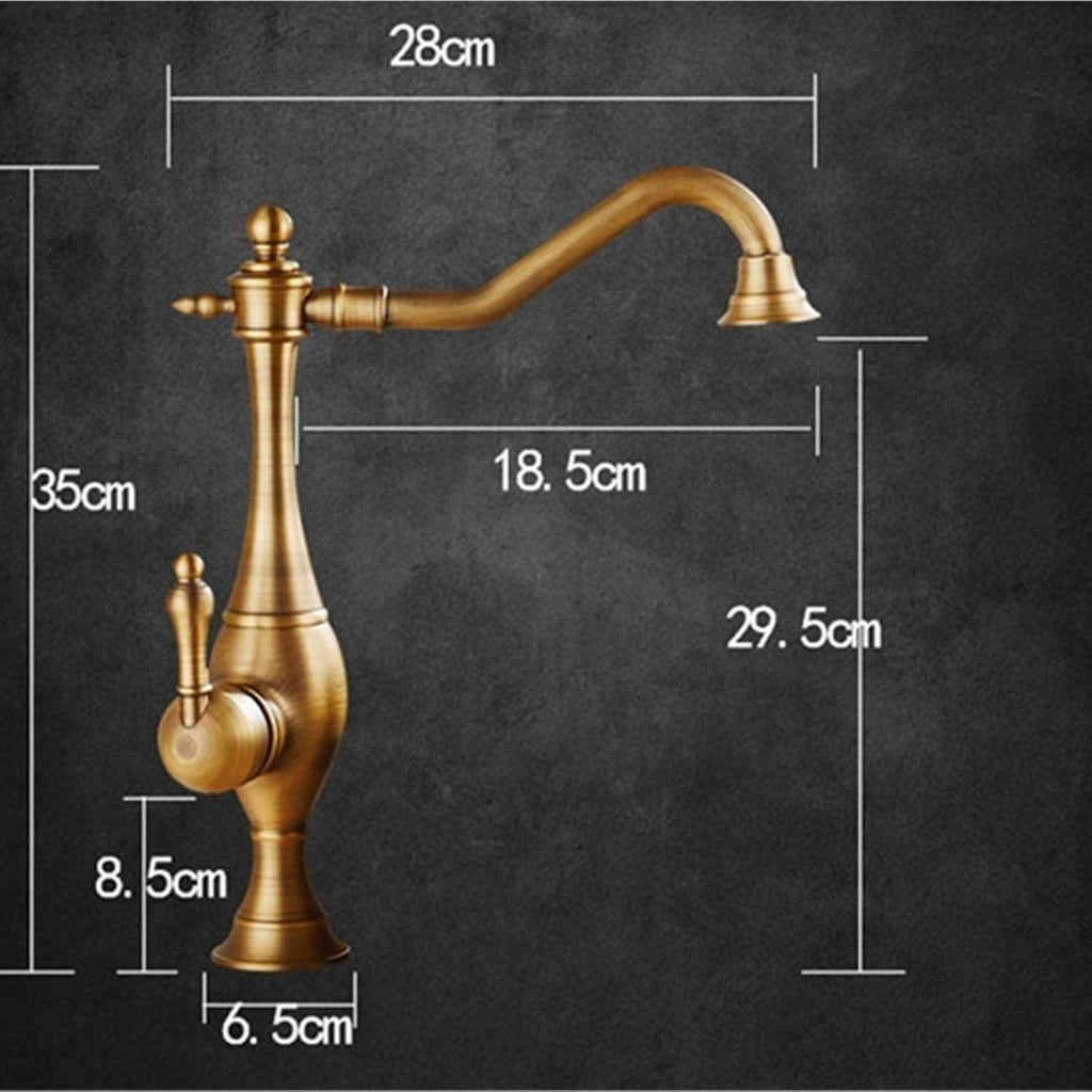 Kitchen Mixer Faucets Hot & Cold Solid Brass Sink Water Taps Single Handle Deck Mounted Crane Vessel(Chrome)