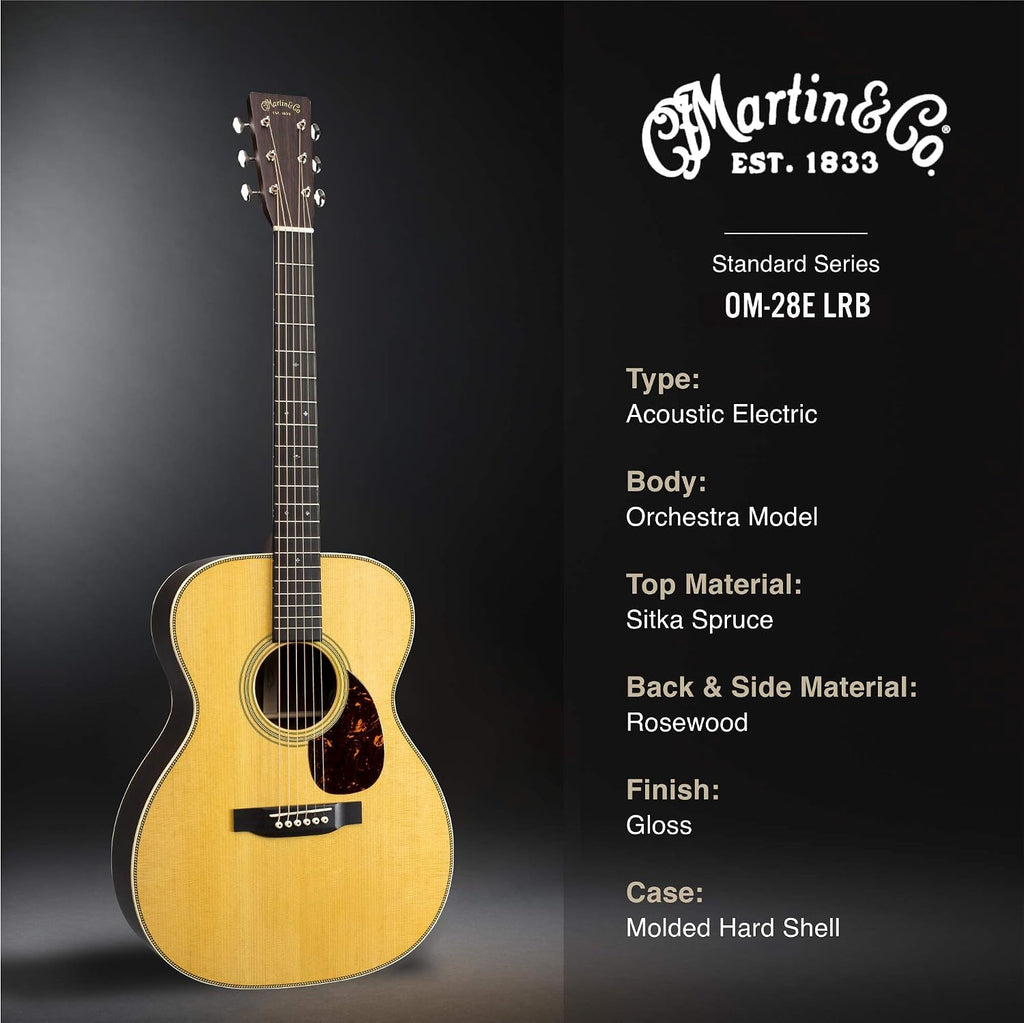 Martin Guitar Standard Series Acoustic Guitars, Hand-Built Martin Guitars with Authentic Wood OM-28E LRB