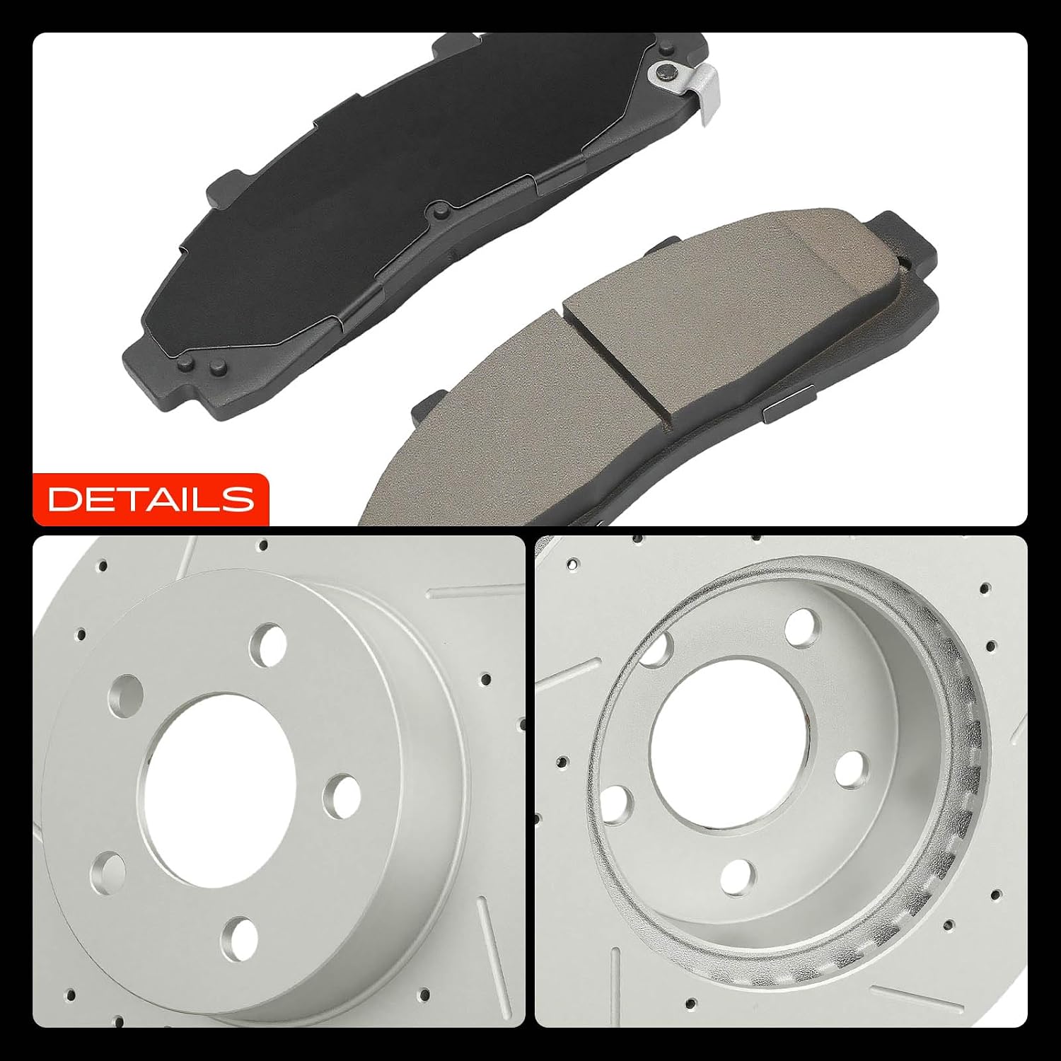 A-Premium 11.26 inch (286mm) Front Drilled and Slotted Disc Brake Rotors + Ceramic Pads Kit Compatible with Select Ford, Mazda and Mercury Models - Ranger/B3000 98-02, Explorer 1995-2001, Mountaineer