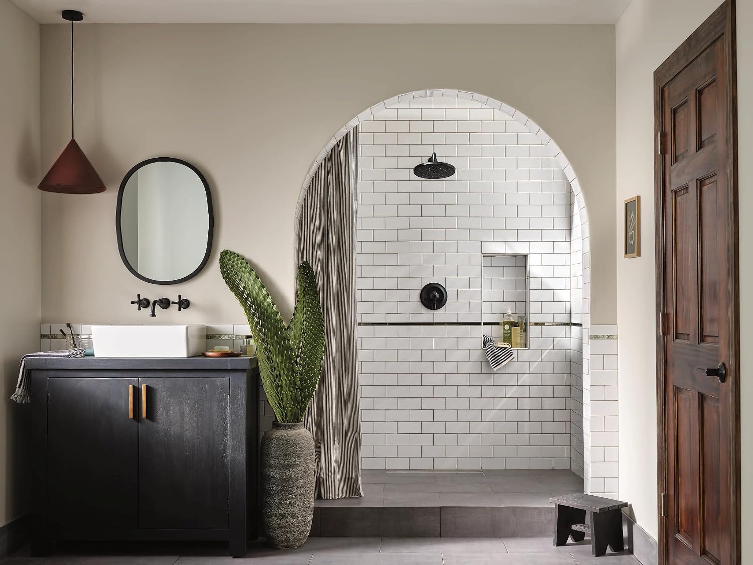 Moen TS44105BL Colinet Traditional Cross Handle Wall Mount Bathroom Faucet Trim, Valve Required, Matte Black