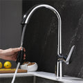 Kitchen Faucet Pull Out Tap Household Sink Washbasin Cold and Hot Water Mixer(White)