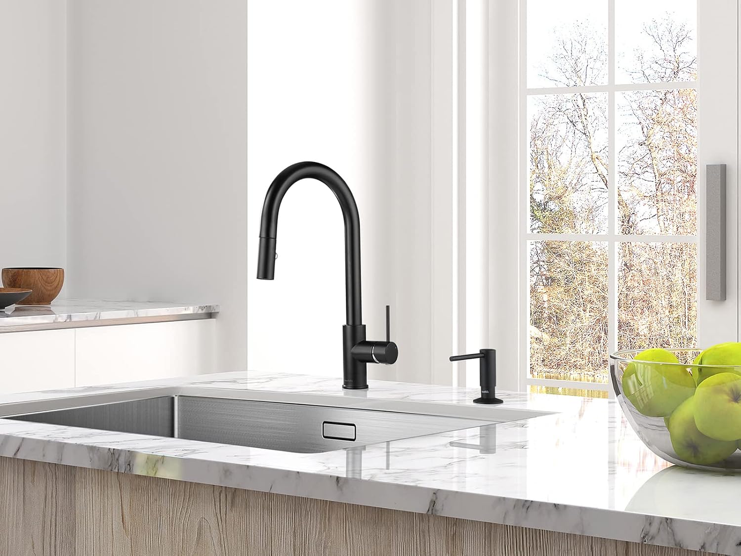AguaStella AS60MB Matte Black Kitchen Sink Faucet with Pull Down Sprayer Single Handle