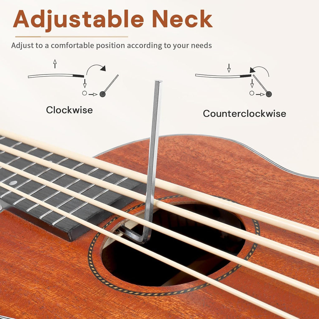 Ktaxon Electric Acoustic Bass Ukulele, 30 inch Mahogany Ukelele with EQ, Professional with 5W Amp E-A-D-G Ideal for Performances and Practice, Includes Gig Bag, Capo, Strap, Picks