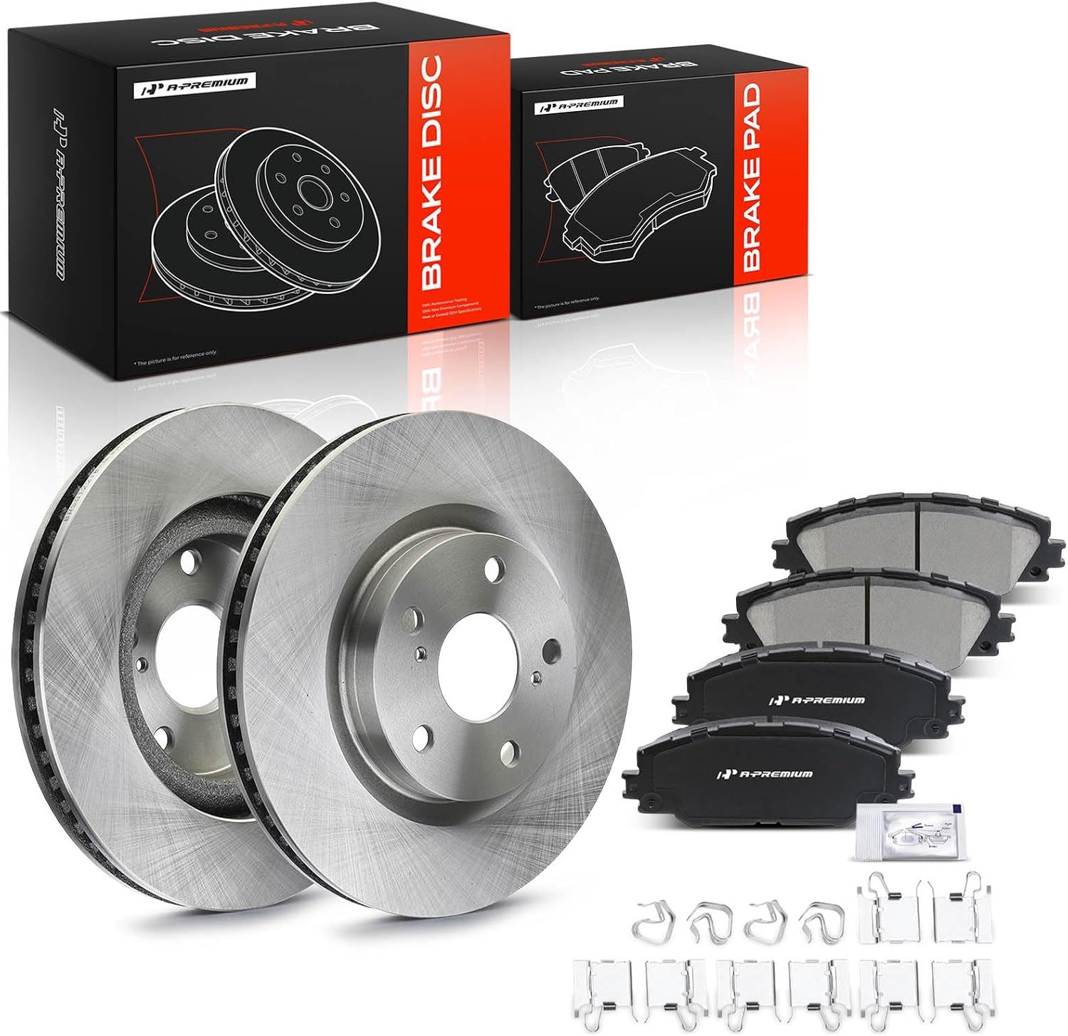 A-Premium 11.65 inch (296mm) Front Vented Disc Brake Rotors + Ceramic Pads Kit Compatible with Select Pontiac, Scion & Toyota Models - Vibe 2009-2010, Matrix 2009-2013, RAV4, Corolla iM, Mirai, iM, tC
