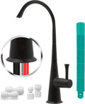Metpure Airgap 3-Port Brass RO Faucet for Reverse Osmosis Drinking Water Systems. Features Pre-Installed Drain Tubes, Contemporary Design. Includes Wrench and Adapters. (Matte Black)