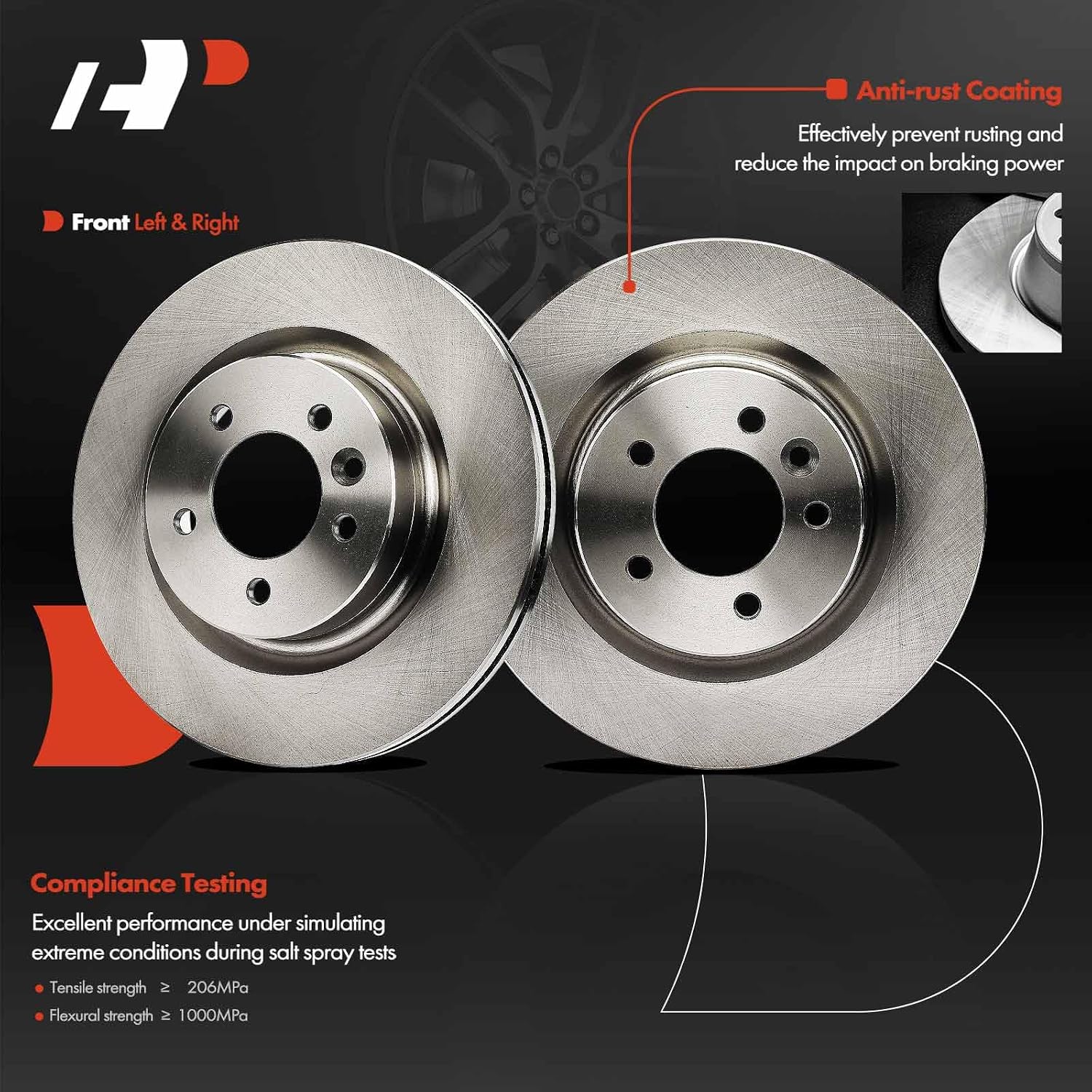 A-Premium 13.27 inch (337 mm) Front Vented Disc Brake Rotors + Ceramic Pads Kit Compatible with Select Land Rover Models - Range Rover Sport 2006-2009, LR3 2005-2009, 6-PC Set