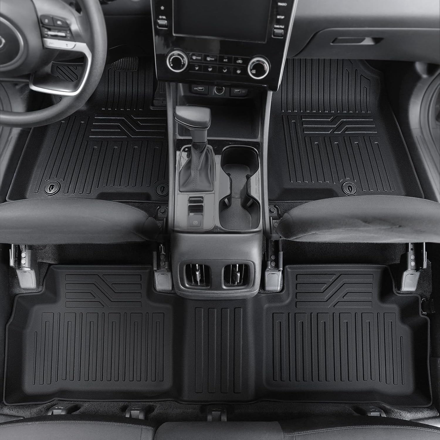 Floor Mats Set for 2022-2025 2026 Hyundai Tucson Gas (Not fit Hybrid), Full Coverage All Weather Floor Mats Cargo Mat with Backrest Protectors & Door Sill Guards for Tucson Accessories
