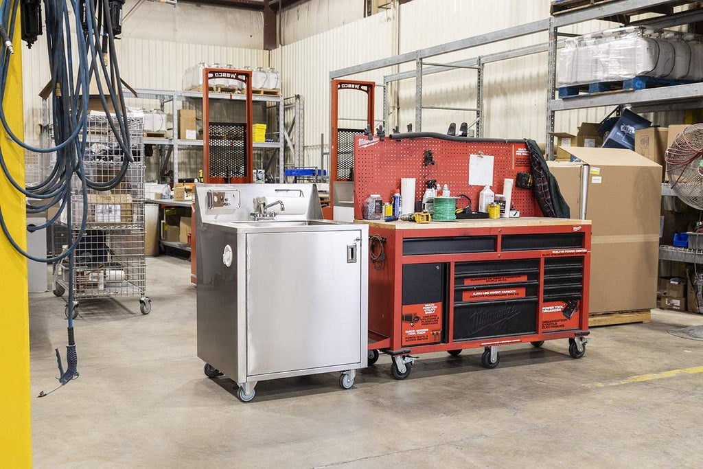 AFE SB101 Single Basin Portable Sink with Hot Water – Stainless Steel Mobile Hand Washing Station for Food Trucks, Catering, Events & Construction Sites