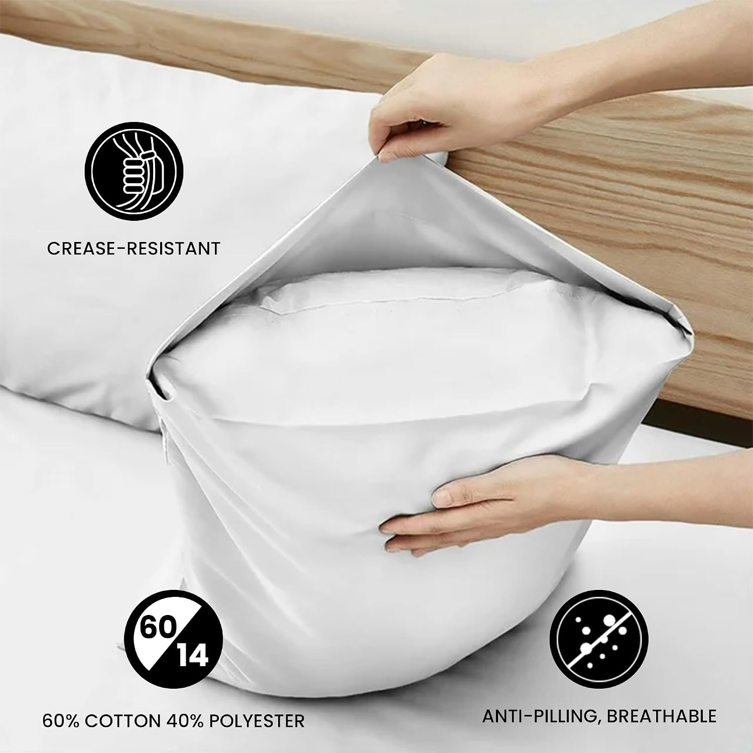 Belem Bulk Pillow Cases(72 Pack) -King Size Envelope Closure Pillow Protectors(21x37) -Polycotton White Pillow Cases Bulk -300 TC- Bedding Essentials -Ideal for Hotels, Hospitals, Vacation Rentals