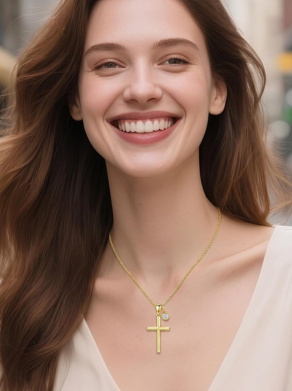 18K Gold Cross Pendant for Women Gold Cross Necklace 18K Gold Jewelry Religious Gift