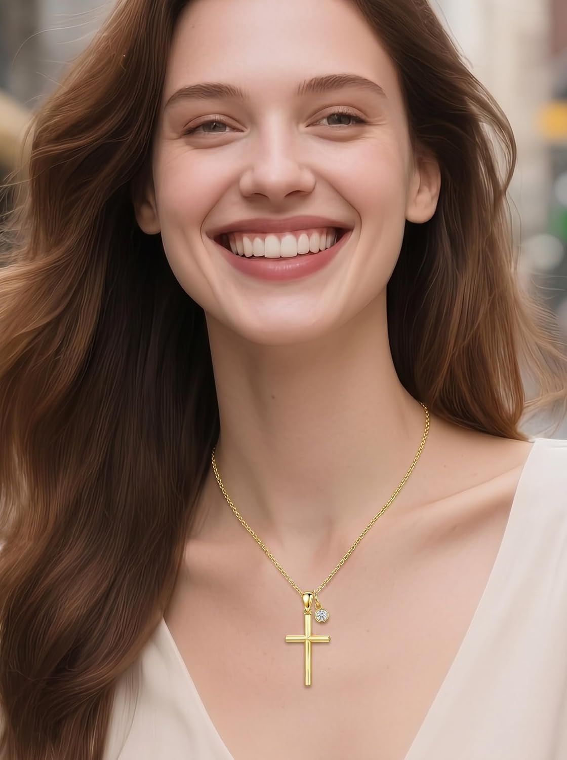 18K Gold Cross Pendant for Women Gold Cross Necklace 18K Gold Jewelry Religious Gift