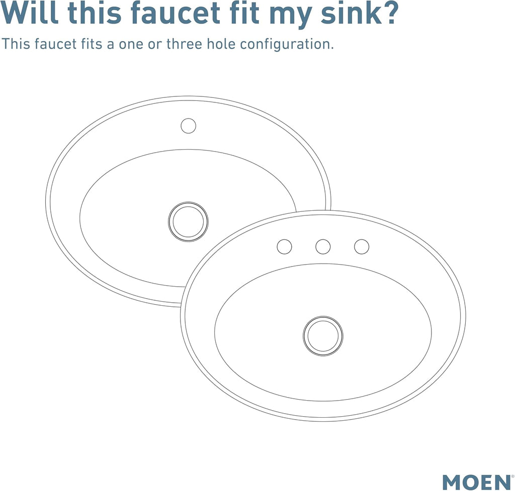 Moen Greenfield Matte Black Single Handle Bathroom Sink Faucet with Optional Deckplate, 6504BL