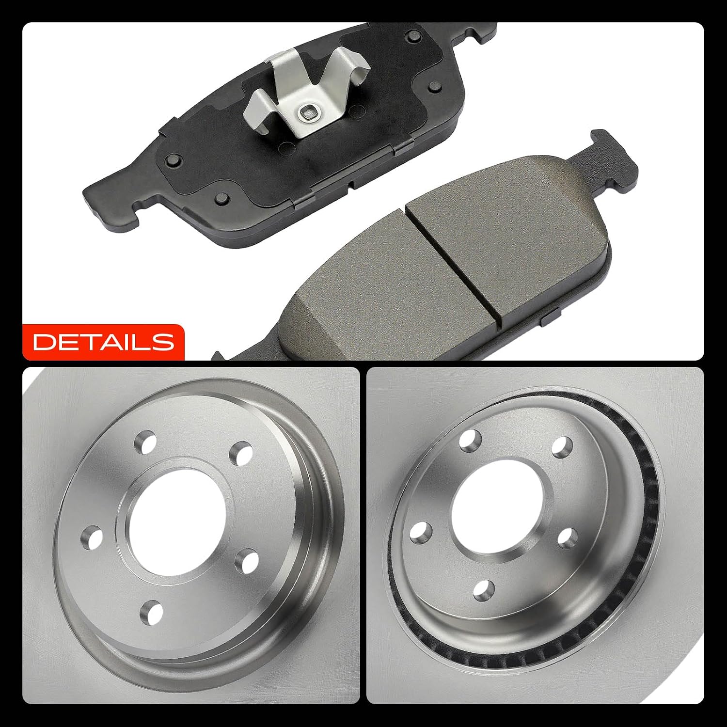 A-Premium 12.60 inch (320mm) Front Drilled and Slotted Disc Brake Rotors + Ceramic Pads Kit Compatible with Ford Models - Escape 2013-2017(1.6L AWD, 2.0L), Transit Connect 2014-2018, 6-PC Set