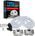 TRQ Performance Front Brake Pad and Rotor Set Ceramic Vented G Coated Rotors Calipers Compatible with 2011-2015 Chevrolet Cruze 2016 Cruze Limited 2012-2017 Sonic