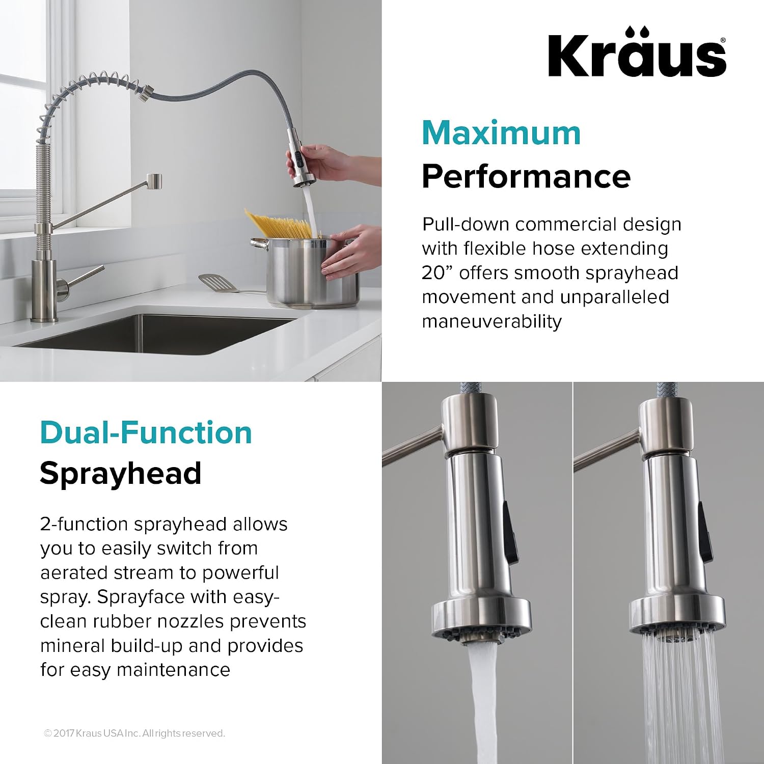 KRAUS Bolden 18-Inch Single Handle Commercial Style Pull-Down Kitchen Faucet with Soap Dispenser in Matte Black, KPF-1610MB-KSD-43MB