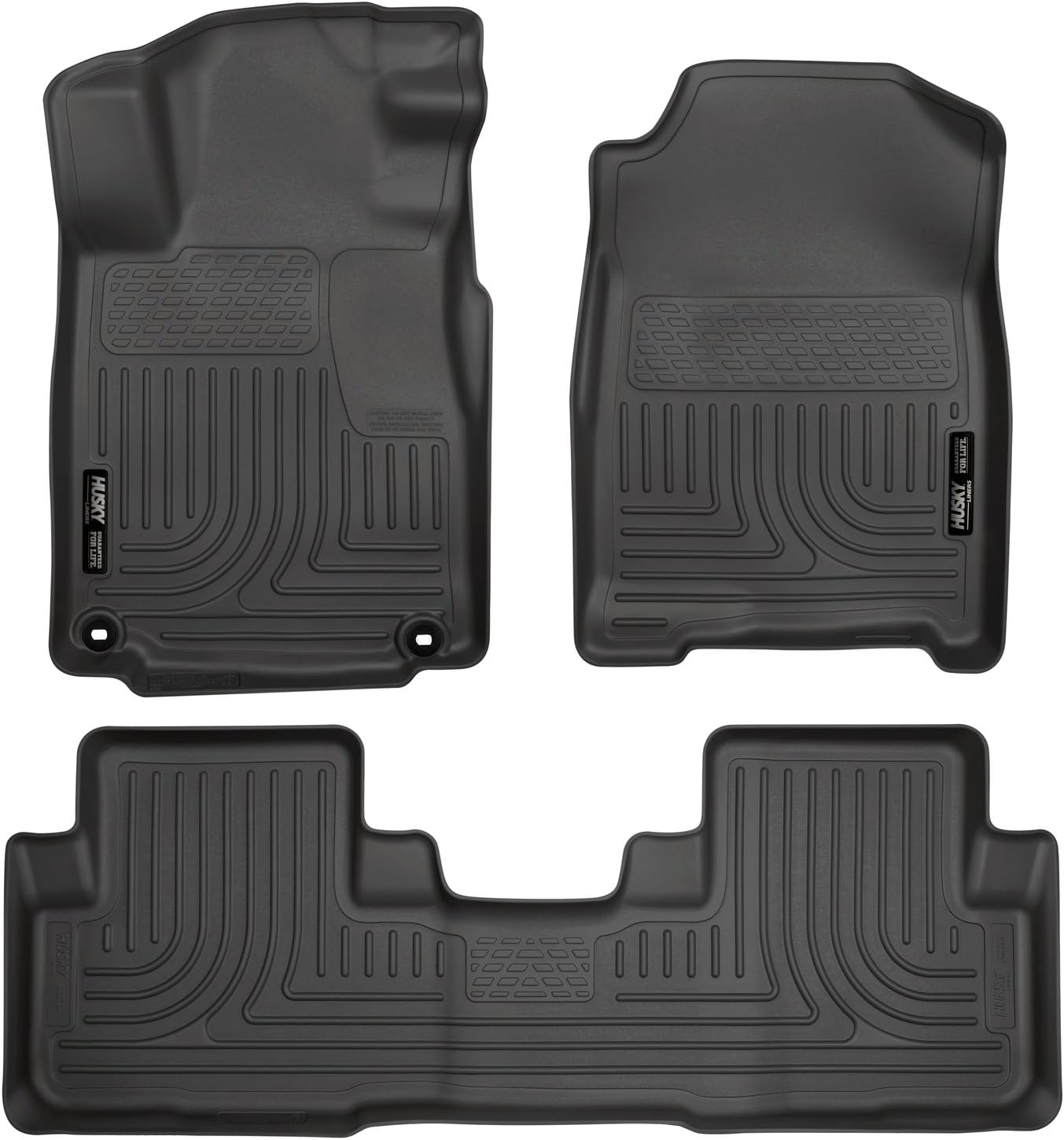 Husky Liners Weatherbeater Floor Mats | Fits 2012-2014 Honda CR-V | Front & 2nd Row, 3-pc Black - 98451