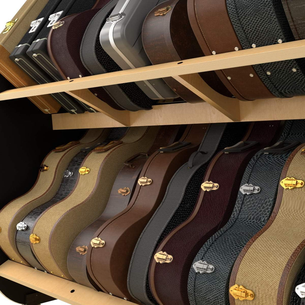 A&S Crafted Products Double-Stack Electric Guitar Case Rack - The Session-Pro | 2-Tier Storage | Made in U.S.A.