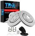 TRQ Performance Front Brake Pad and Rotor Set Ceramic G Coated Slotted Drilled Rotors Compatible with 2015-2020 Acura TLX