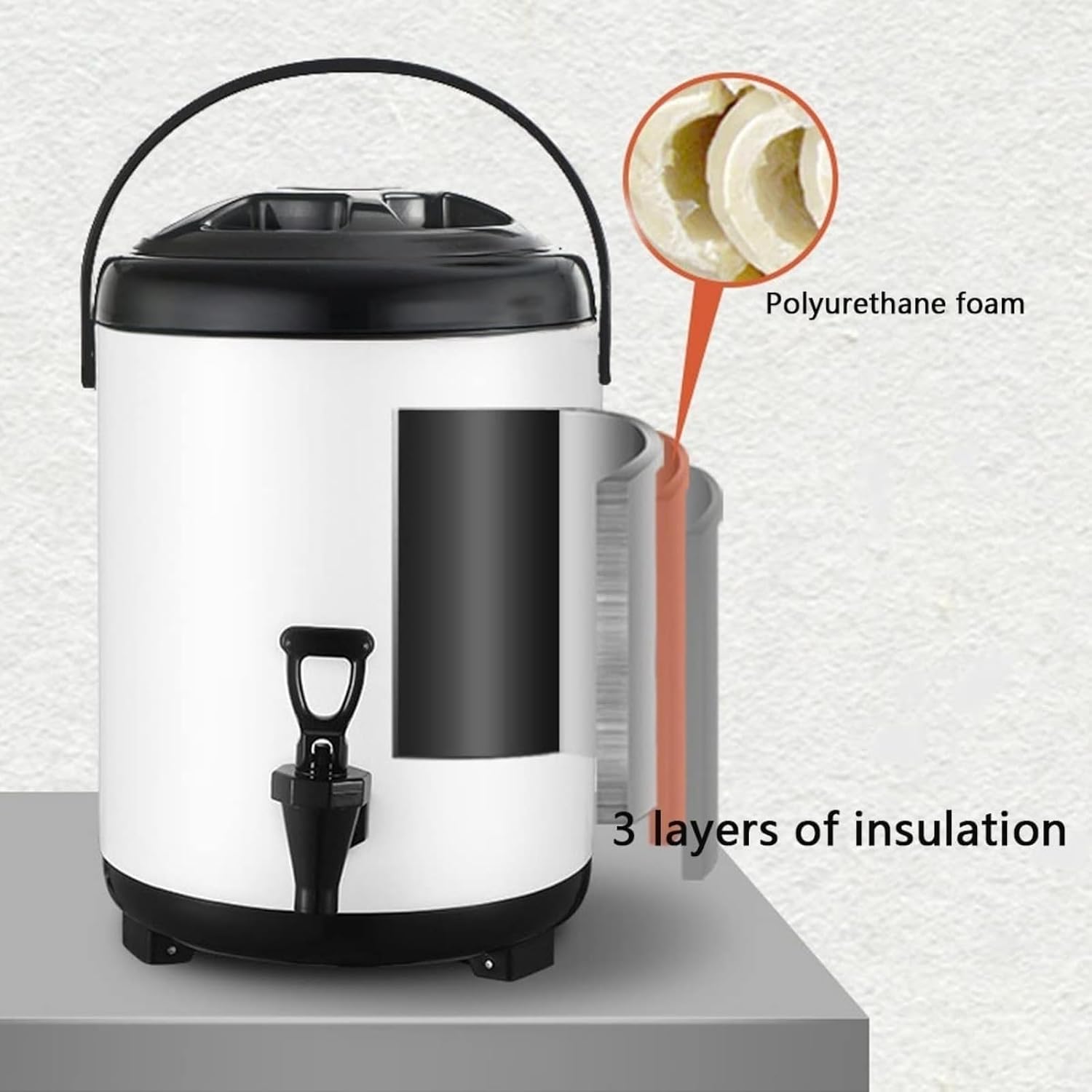 6L 8L 10L 12L Urn Boiler Hot And Cold Water Dispenser Stainless Steel Tea Hot Water Bottle with Faucet Portable Handle Large Capacity Sealing for Catering Office Hotels Party,Red,6L